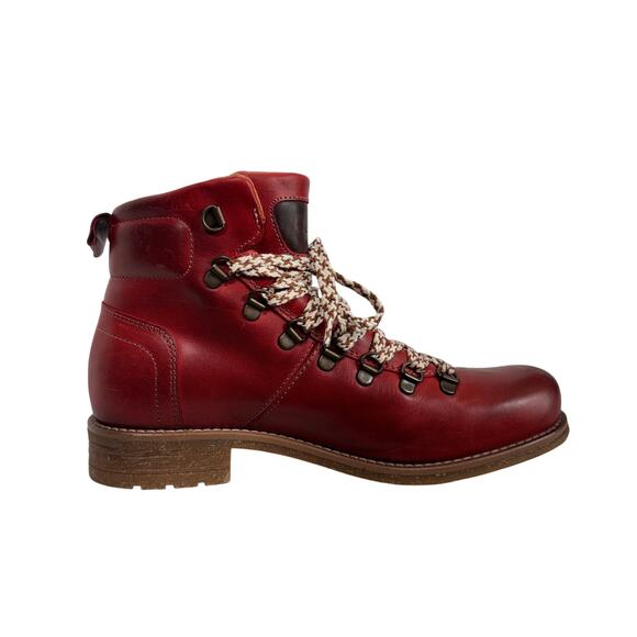Taos Alpine Red Leather Hiker Boots Ankle Booties Comfort US 8.5 EU 39 - Picture 6 of 11